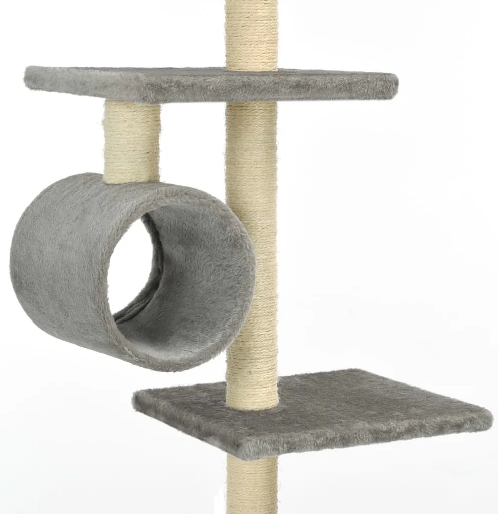 Árvore p/ gatos c/ postes arranhadores sisal 260 cm cinzento