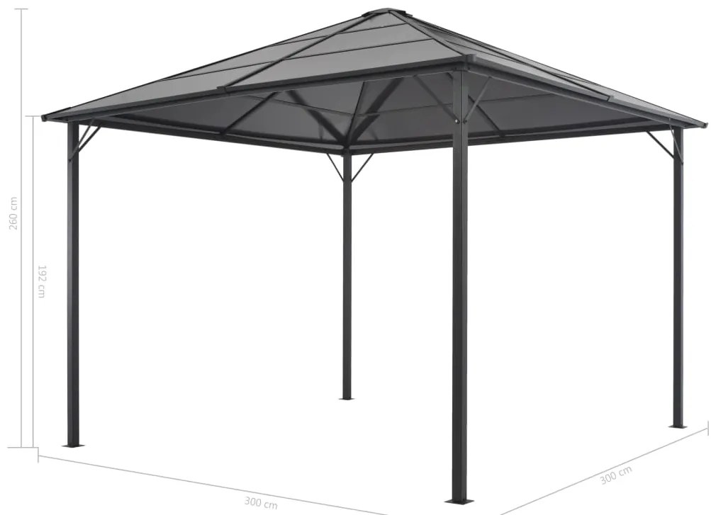 Gazebo com telhado de alumínio 3x3 m antracite