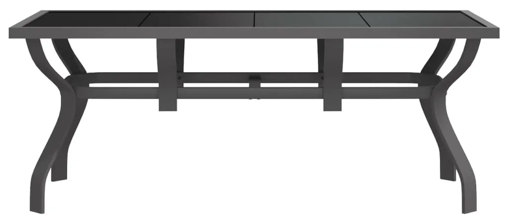 Mesa de jardim 180x80x70 cm aço e vidro cinza/preto