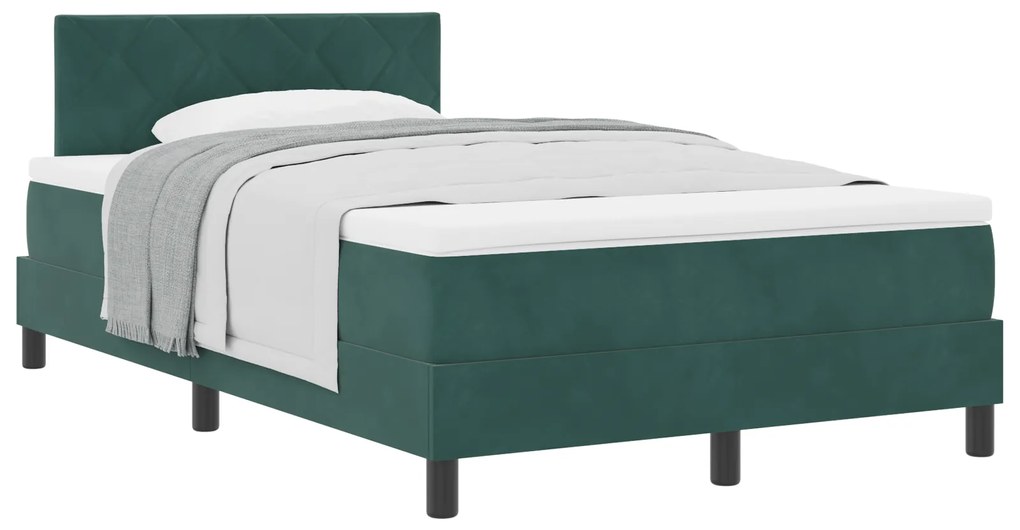 Cama Box com Colchão vidaXL Verde Escuro 120x200 cm Veludo