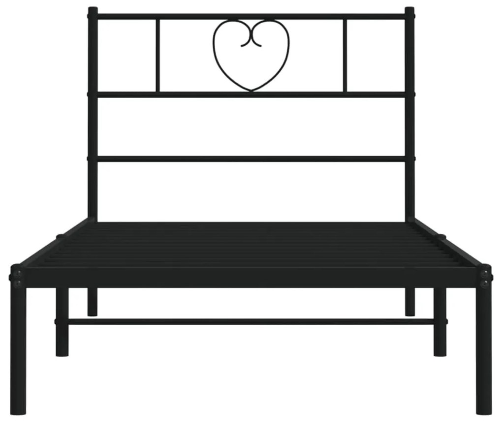 Estrutura de cama com cabeceira 80x200 cm metal preto