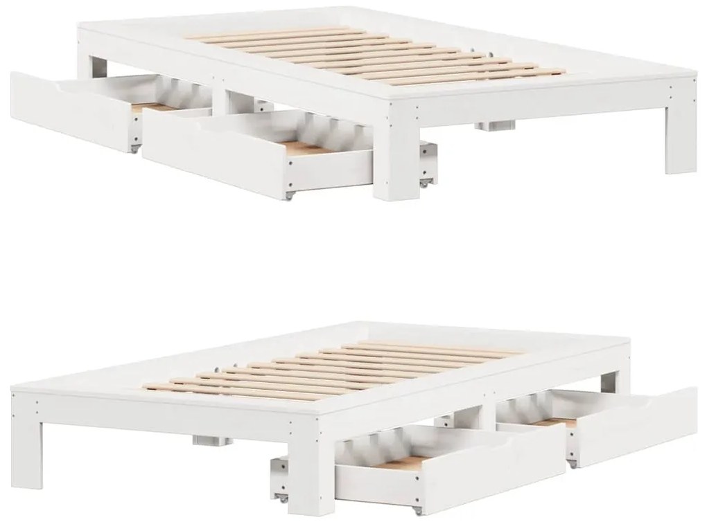 Cama sem colchão 90x200 cm madeira de pinho maciça branco