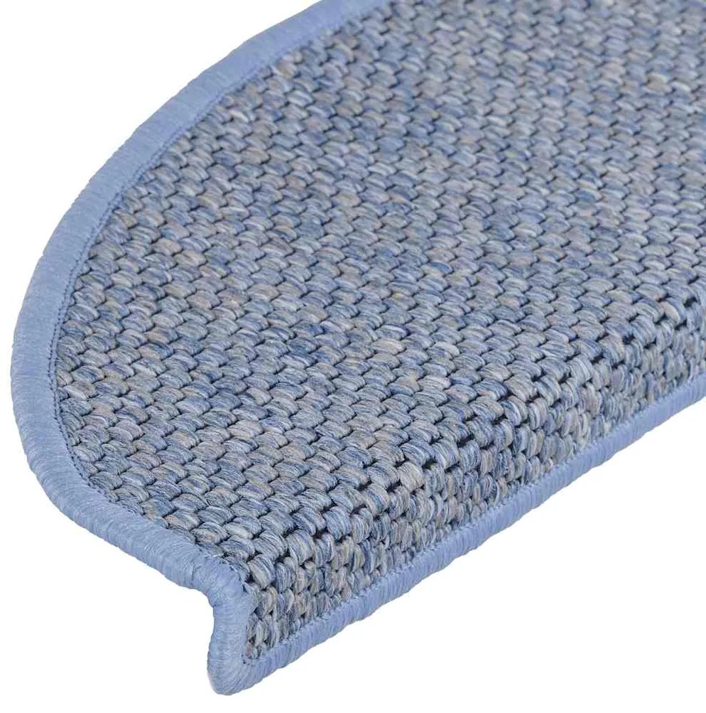 Tapetes escada adesivos aspeto sisal 30 pcs 65x21x4 cm azul