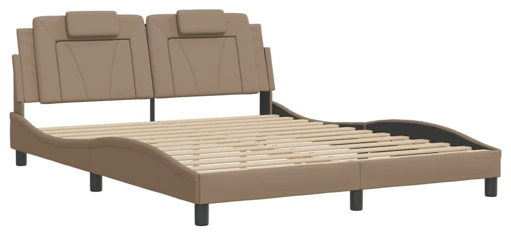 Estrutura cama cabeceira 160x200 cm couro artificial cappuccino