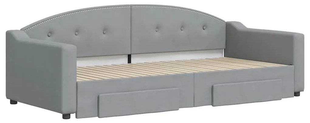 Sofá-cama c/ gavetão e gavetas 90x200 cm tecido cinzento-claro