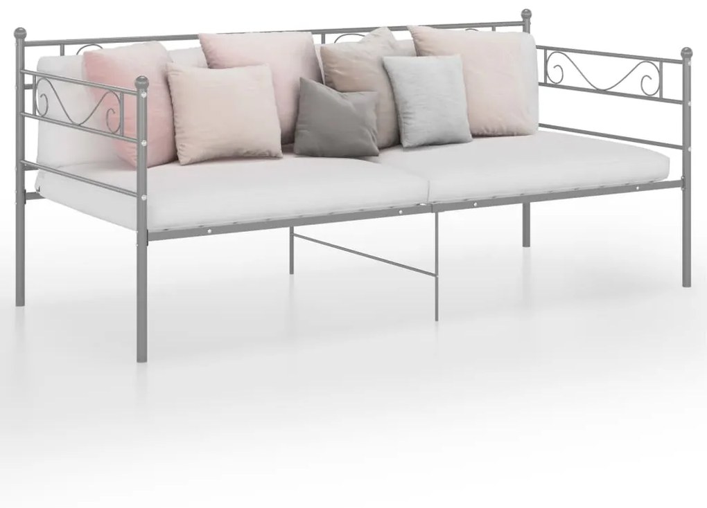324769 vidaXL Sofá-cama 90x200 cm metal cinzento