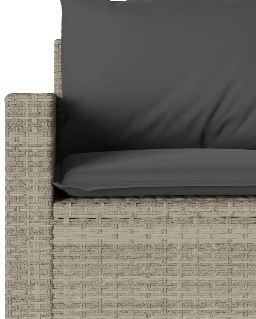 2 pcs conjunto jantar p/jardim c/almofadões vime PE cinza-claro