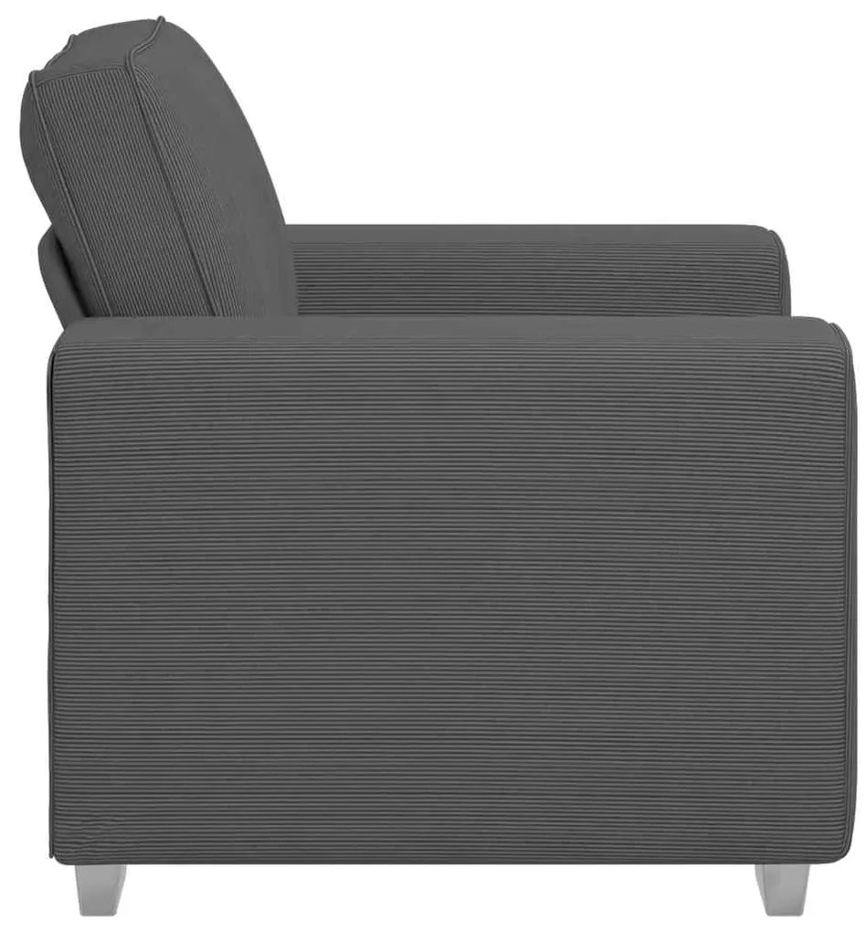 Poltrona 60 cm tecido corduroy cinzento-escuro
