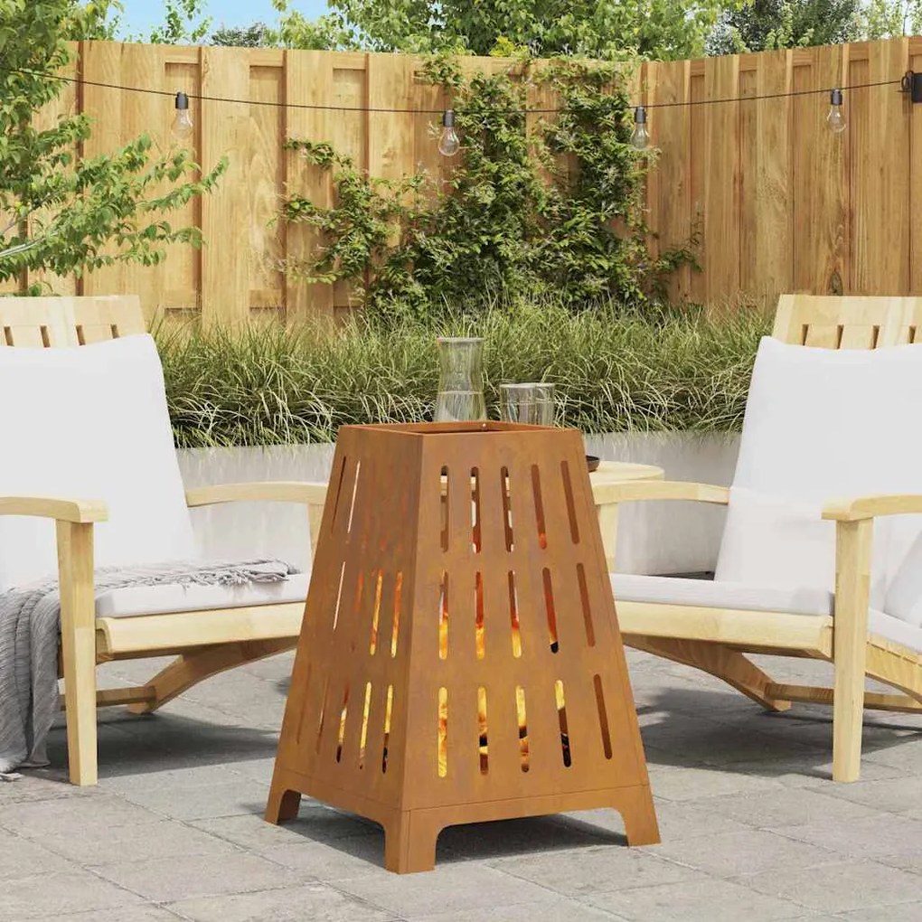 vidaXL Fire Pit Castanho 50 x 50 x 70 cm Aço resistente às intempéries