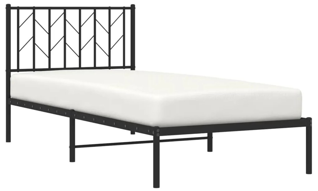 Estrutura de cama com cabeceira 90x190 cm metal preto
