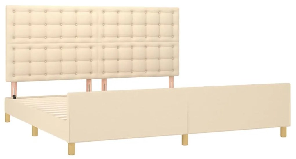 Estrutura de cama com cabeceira 200x200 cm tecido cor creme