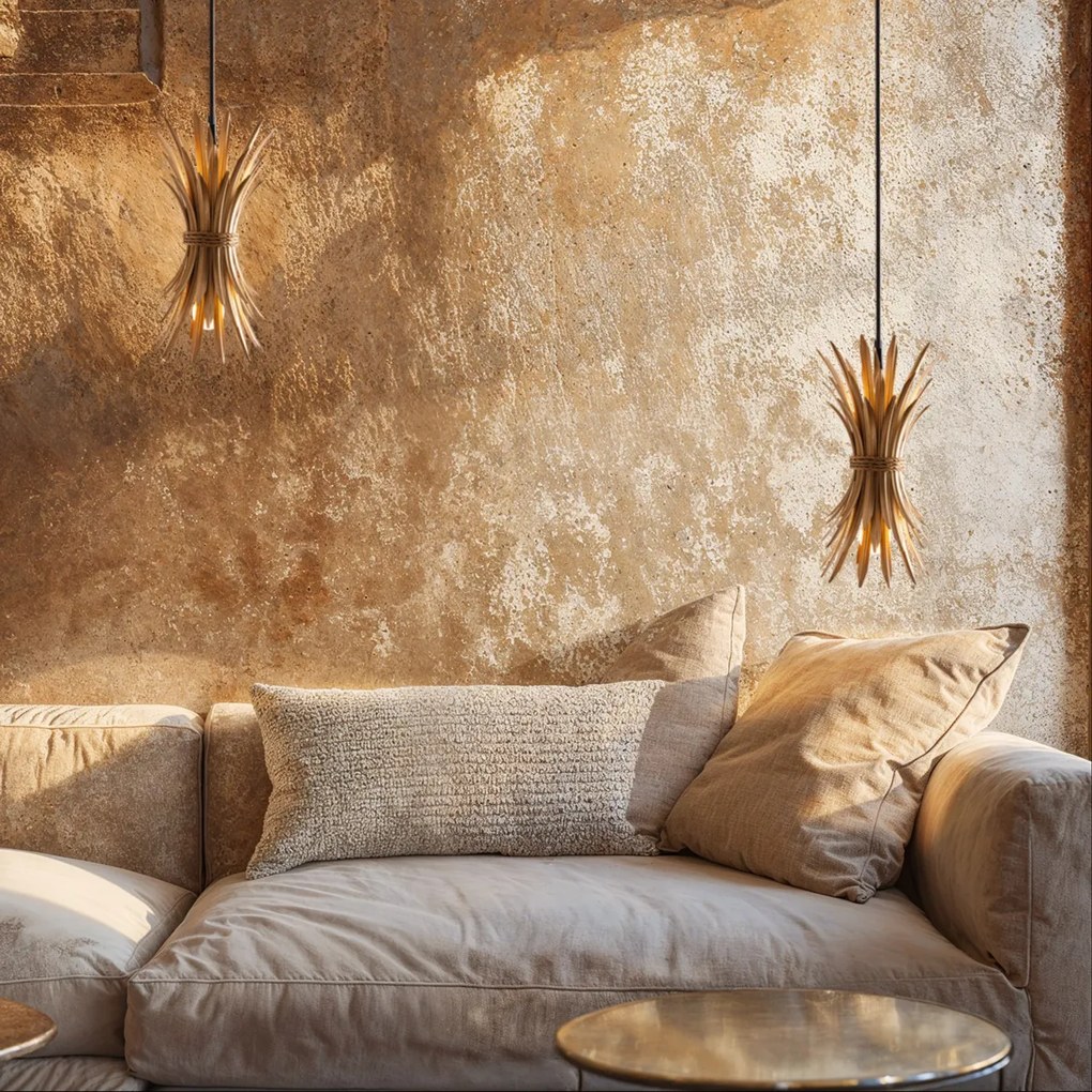 Candeeiro de suspensão Art Déco dourado - Wesley Art Deco