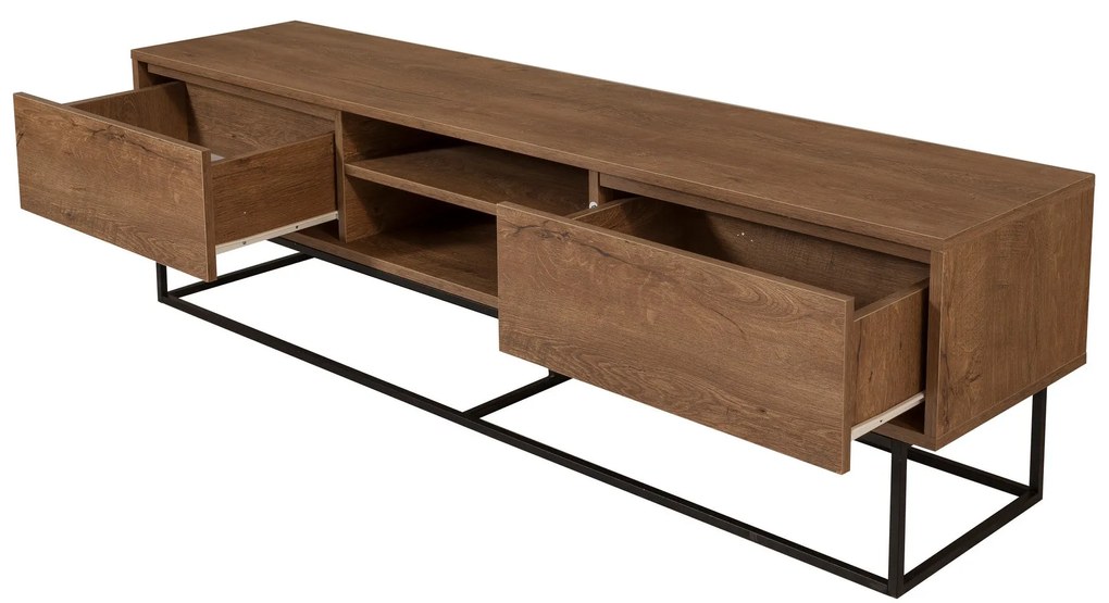 Móvel TV Rodez – Nogueira e Preto – 180x50x40 cm
