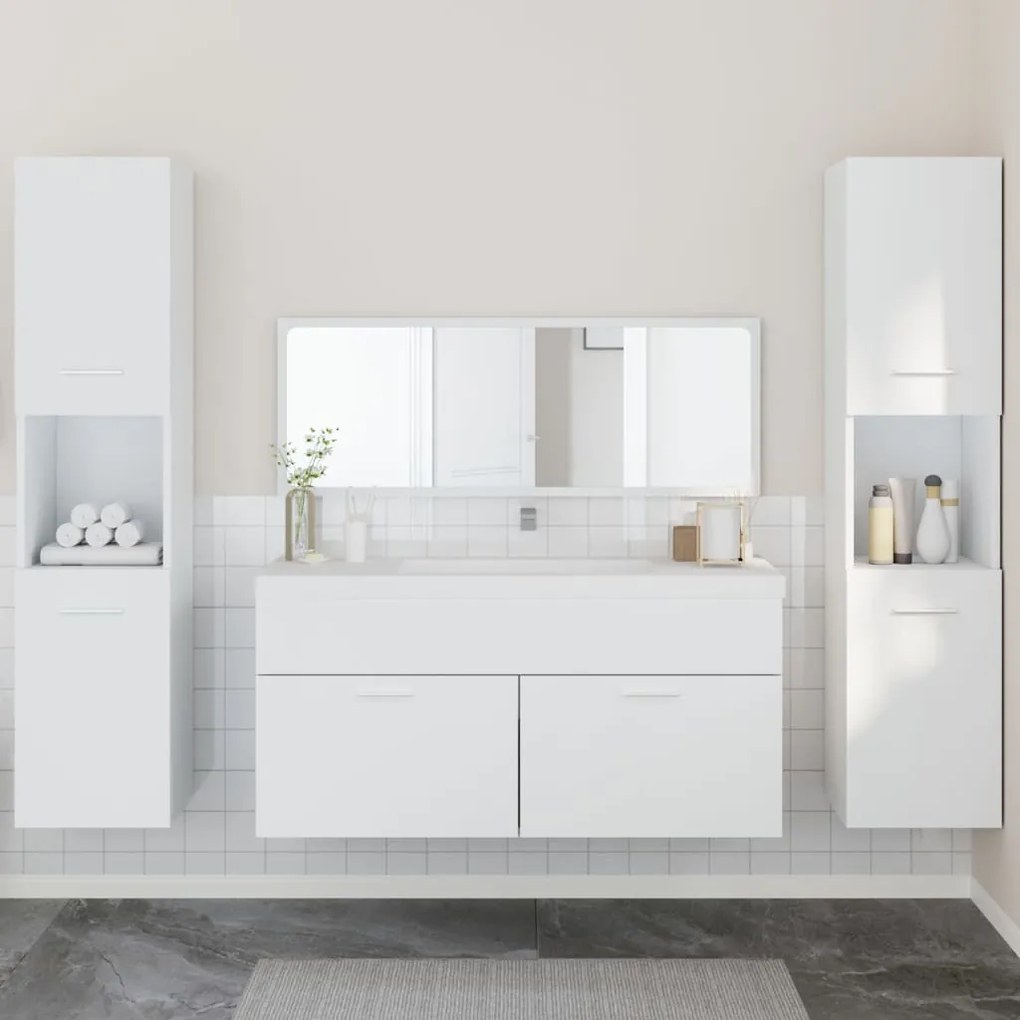 vidaXL 4 pcs conjunto móveis casa de banho derivados de madeira branco