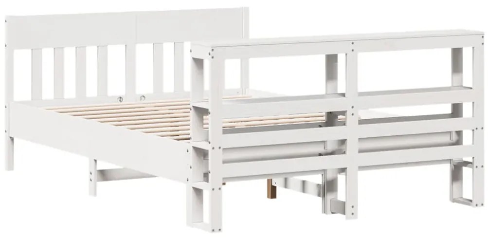 Cama sem colchão 150x200 cm madeira de pinho maciça branco