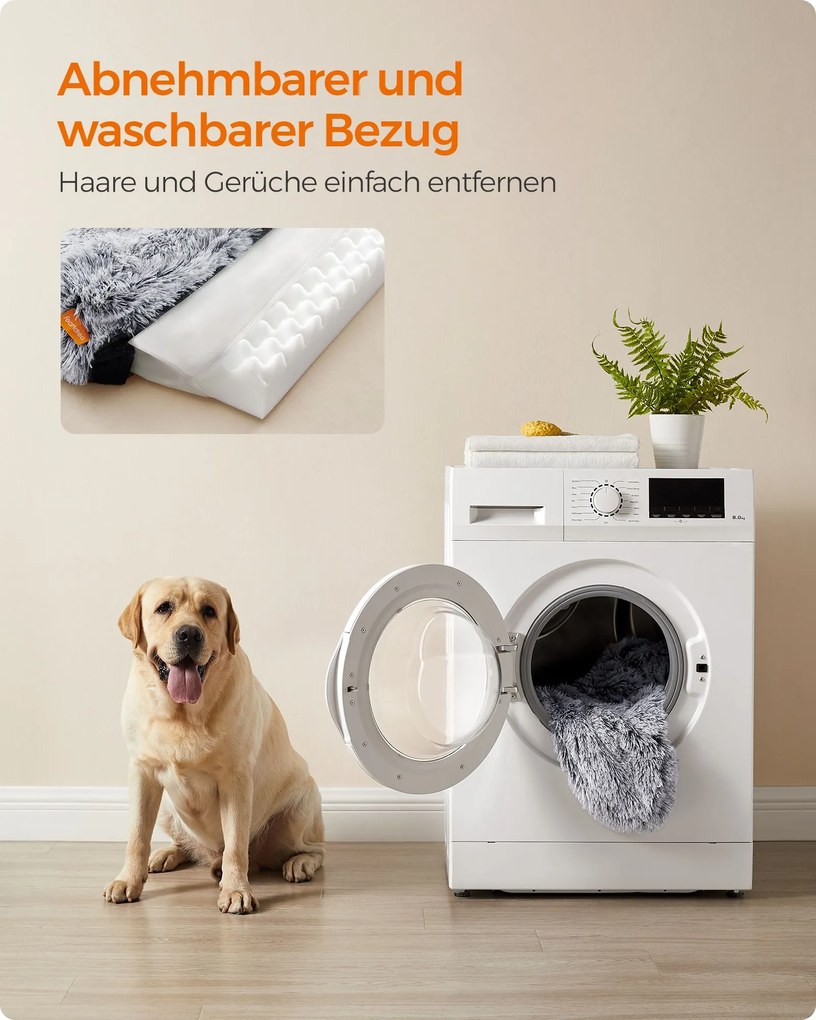 Cama para cães tamanho XXL 122 x 85 x 24 cm removível e lavável cinza