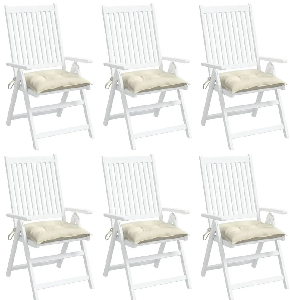 Almofadões de cadeira 6 pcs 50x50x7cm tecido oxford branco nata