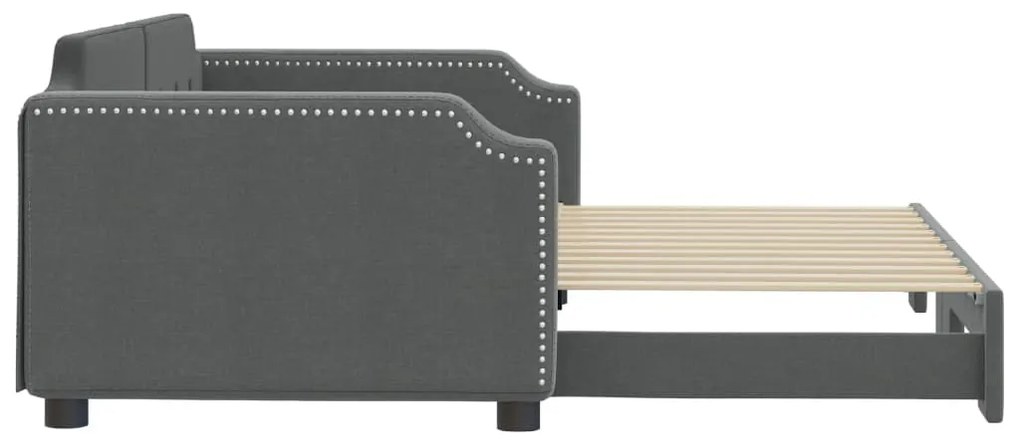 Sofá-cama com gavetão 100x200 cm tecido cinzento-escuro