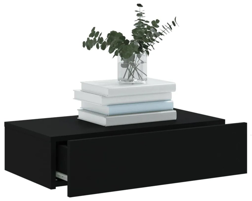 Móvel de TV com luzes LED 60x35x15,5 cm preto