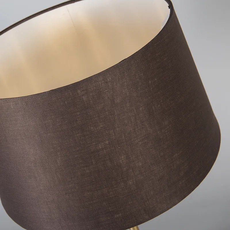 Candeeiro de mesa bronze com cúpula castanha 35 cm ajustável - Parte Moderno