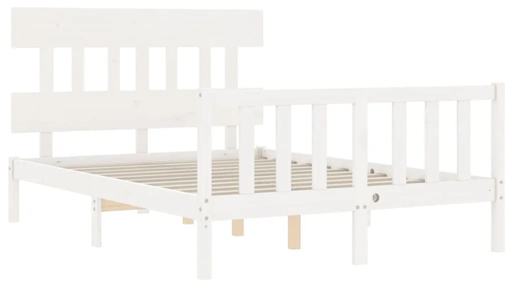 Estrutura de cama com cabeceira 120x200cm madeira maciça branco