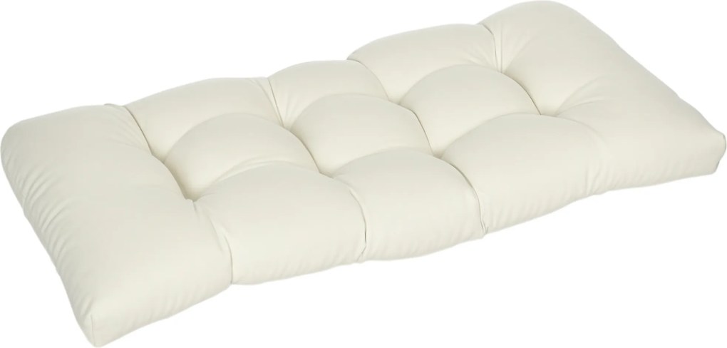 Outsunny Almofada para Bancos de 2 Lugares Almofada Retangular para Interiores e Exteriores Lavável 110x48x8cm Creme | Aosom Portugal