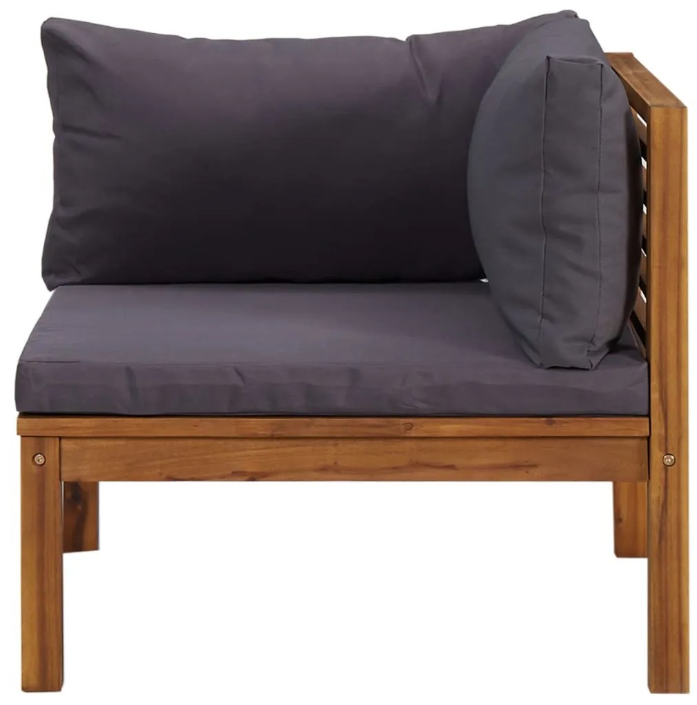 Conjunto sofás 2 pcs c/ almofadões cinza-escuro acácia maciça