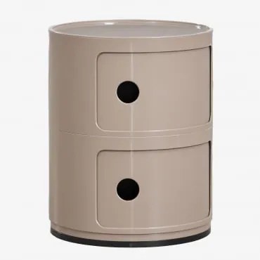 Pack De 2 Mesas De Cabeceira Redondas Ø30 Cm Com Prateleiras Babel Moka Brown & 2 Gavetas - Sklum