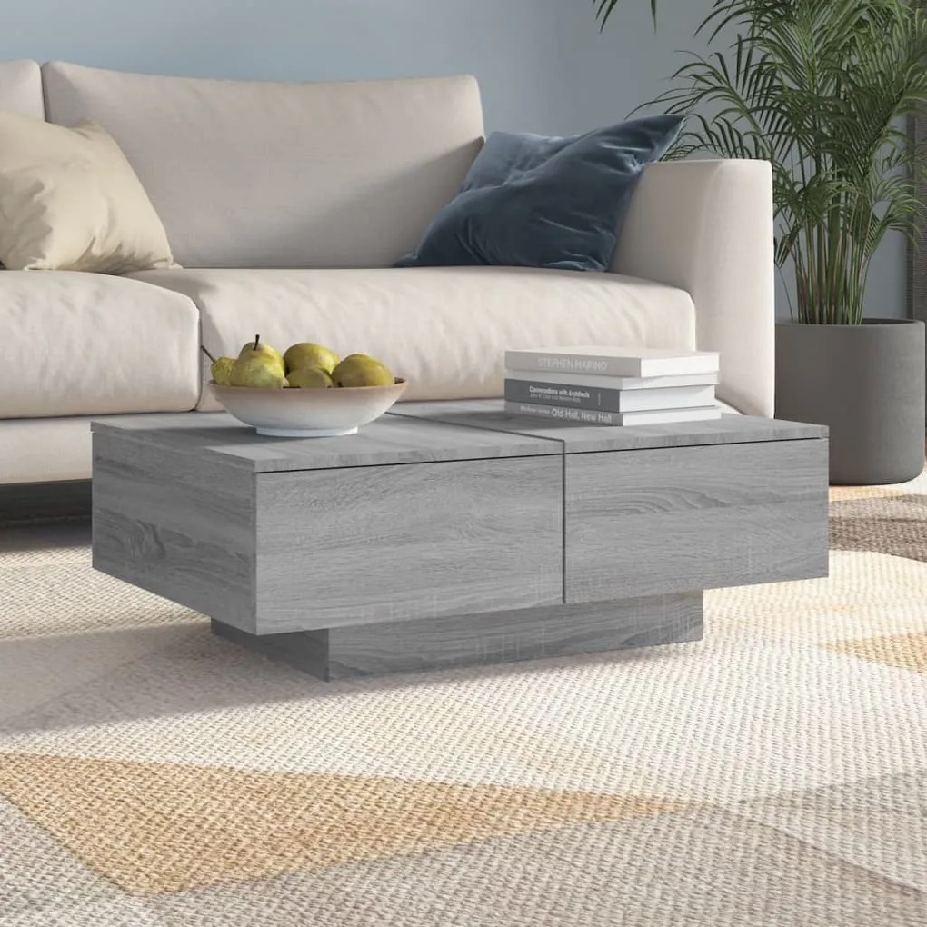 Mesa de centro 90x60x31 cm derivados de madeira cinzento sonoma