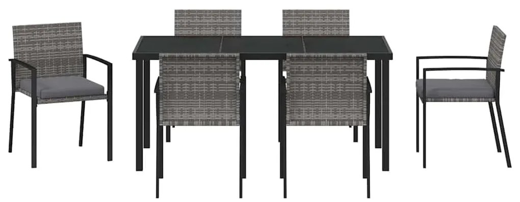 Conjunto de Jantar de Jardim de 7 Peças Cinza Rattan Polímero