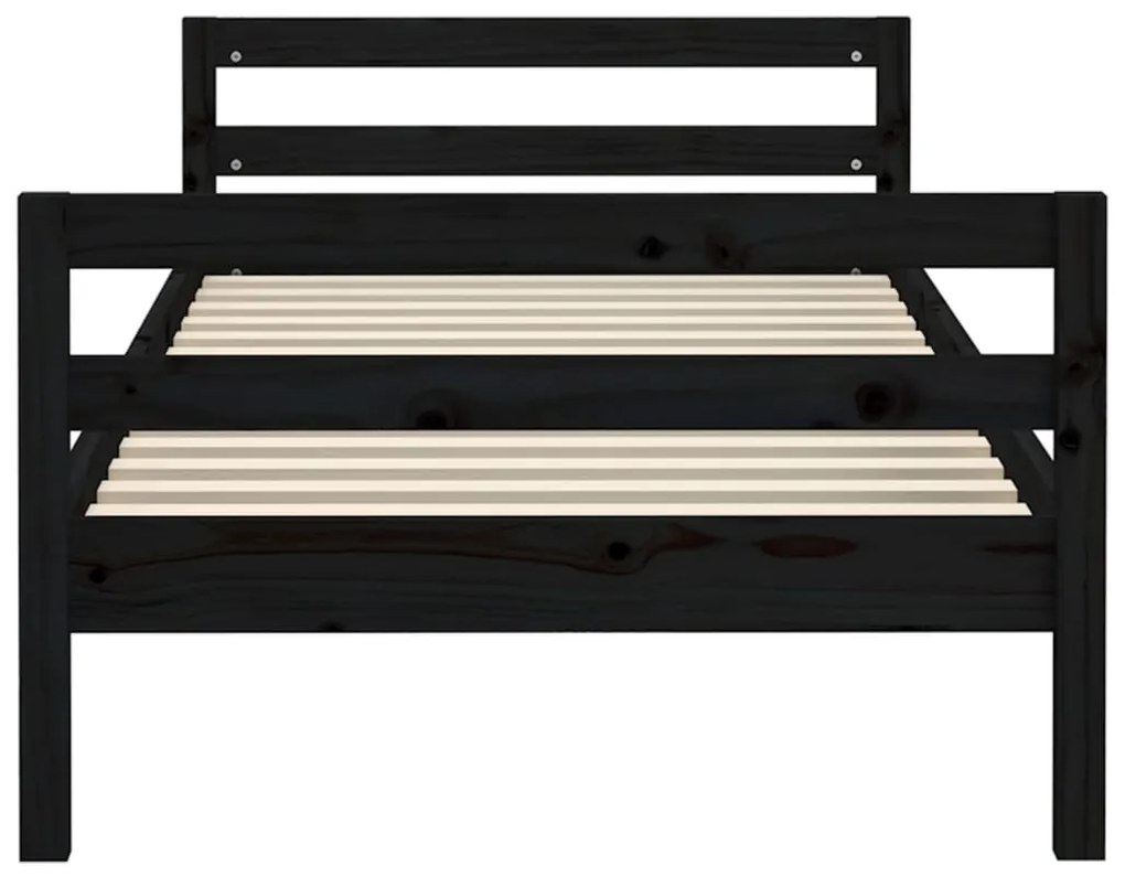 Estrutura de cama 75x190 cm madeira de pinho maciça preto