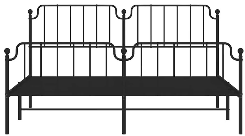 Estrutura de cama com cabeceira e pés 183x213 cm metal preto