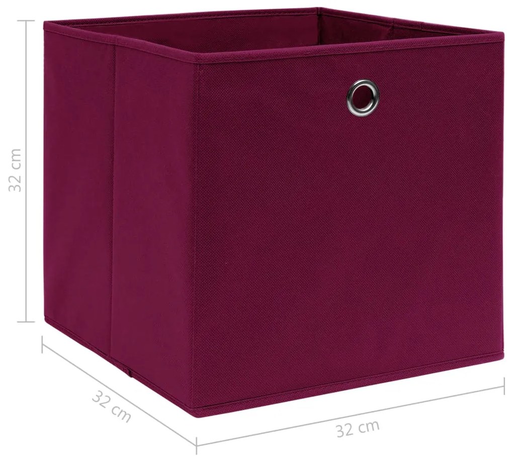 Caixas de arrumação 4 pcs 32x32x32 cm tecido vermelho escuro