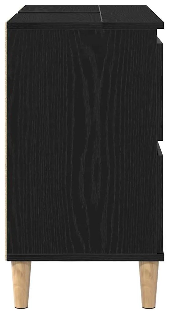 Gabinete de Pia vidaXL Preto Carvalho 80x33x60 cm Madeira de Engenhari