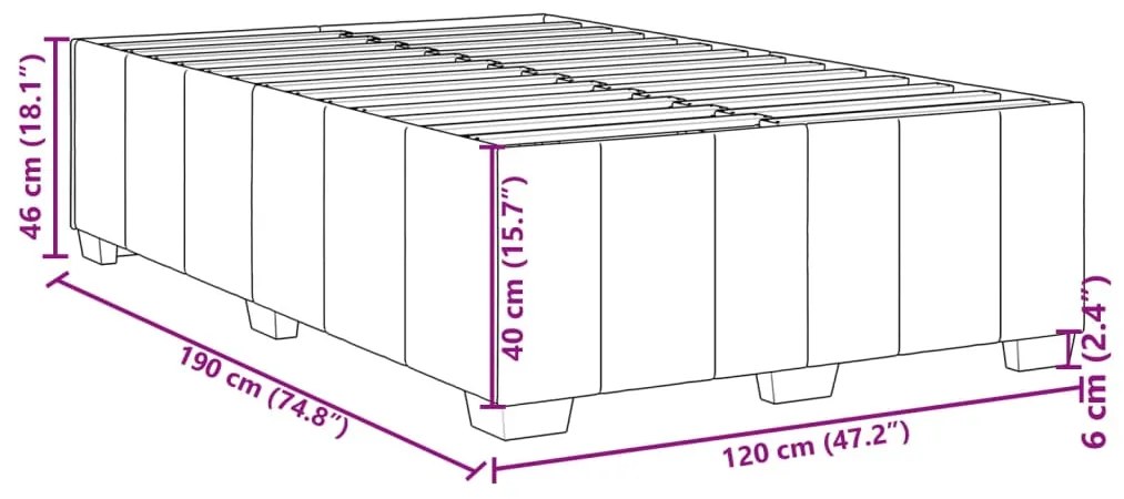 Estrutura de cama sem colchão cinza escuro 120x190 cm tecido