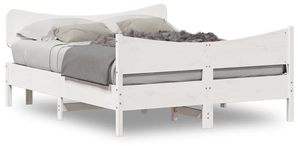 vidaXL Cama sem colchão 160x200 cm madeira de pinho maciça branco