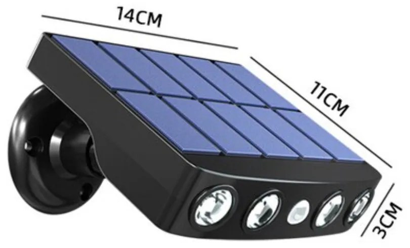 Foco Solar LED 4W Exterior + Sensor Movimento