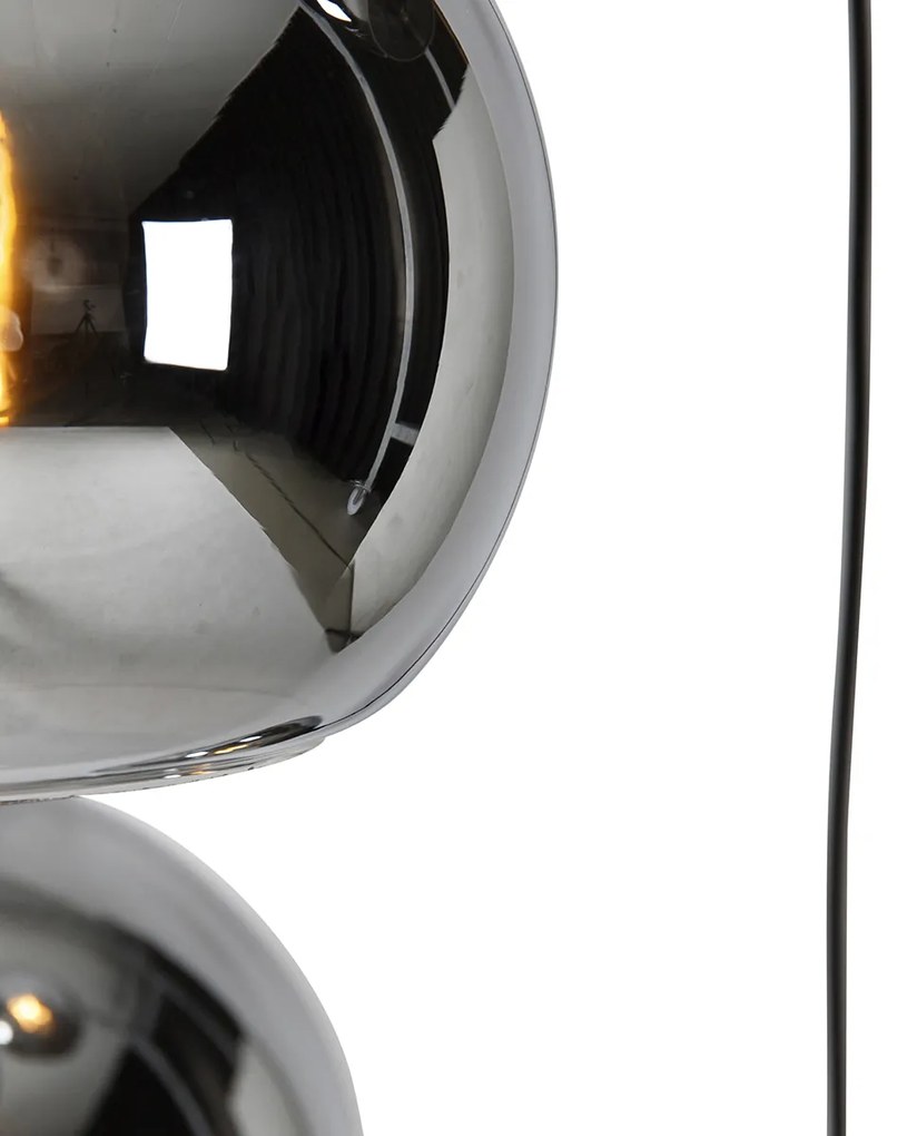 Candeeiro de suspensão inteligente preto com vidro fumê incl. 4 Wifi A60 - Wallace