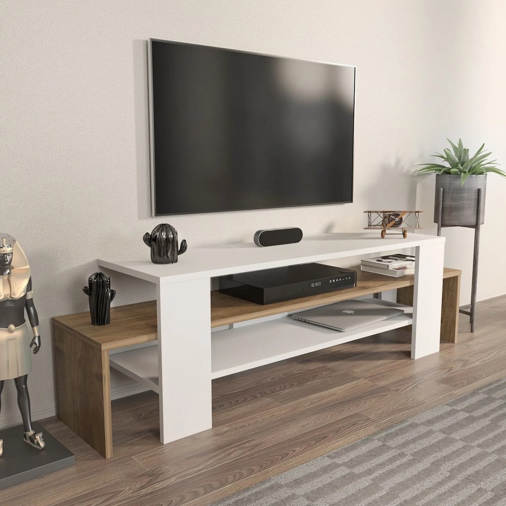 Móvel TV Lenora – Branco Nogal – 150 x 45 x 35 cm