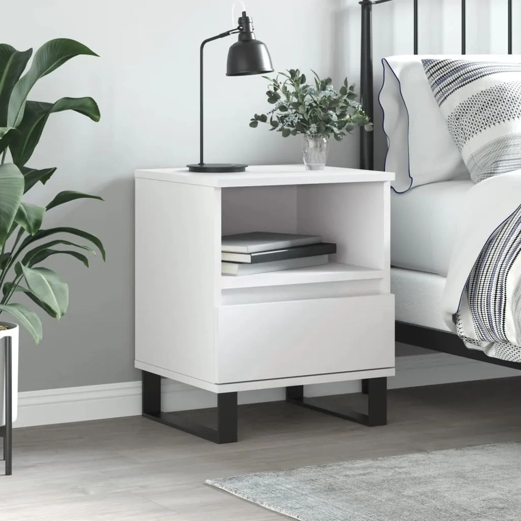 vidaXL Mesa de cabeceira 40x35x50 cm derivados de madeira branco