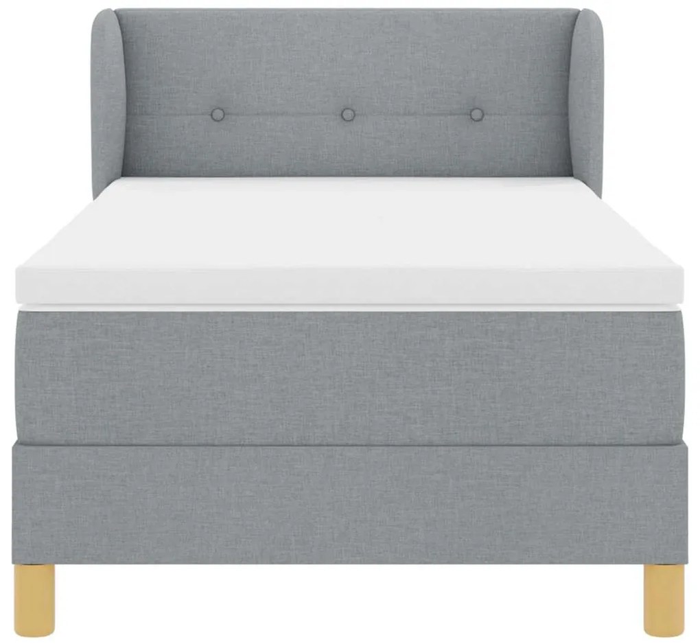 Cama Box Spring vidaXL com Colchão em Cinza Claro, 90x200 cm, Tecido
