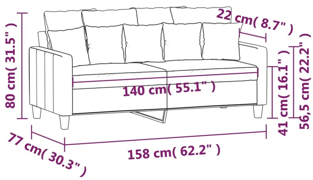 Sofá de 2 lugares em tecido 140 cm cinzento-claro