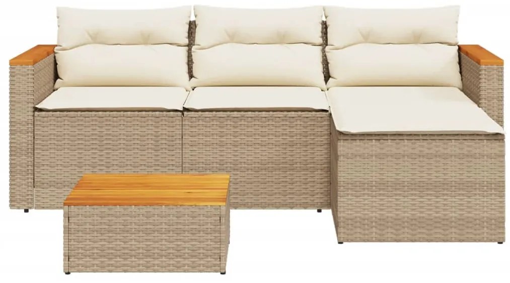 3 pcs conjunto de sofás p/ jardim com almofadões vime PE bege