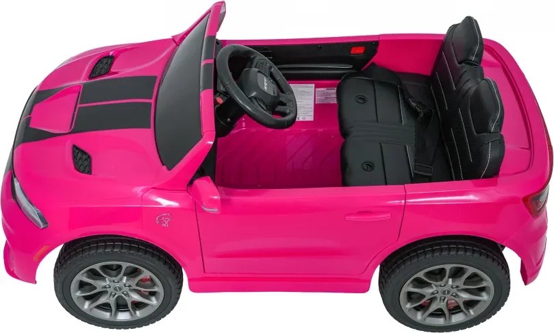 Carro elétrico para Crianças 2 a 5 anos, 12V Dodge Durango Rodas de espuma EVA, assento Couro ecológico e Comando Rosa