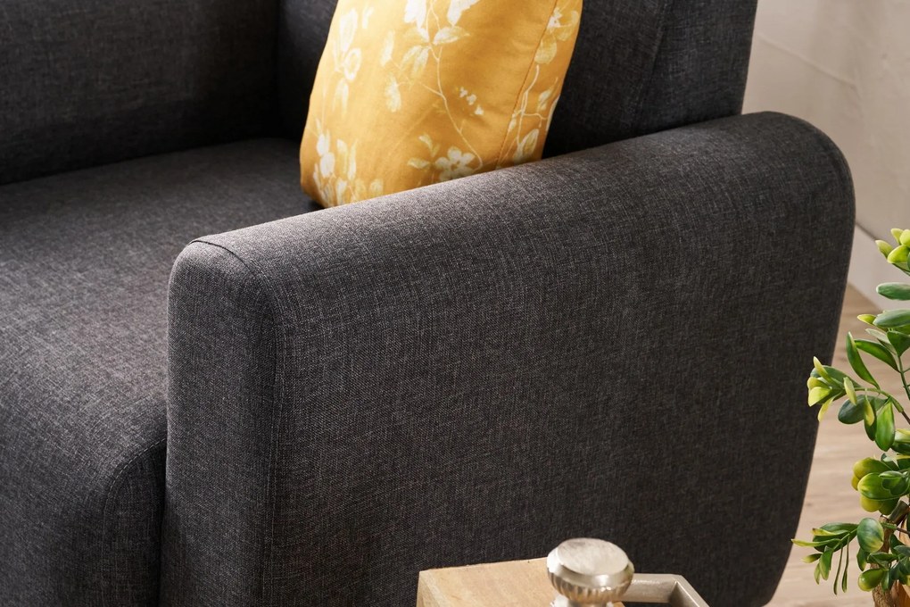 Sofá de 3 Lugares Noya – Antracite – 220x87x70 cm