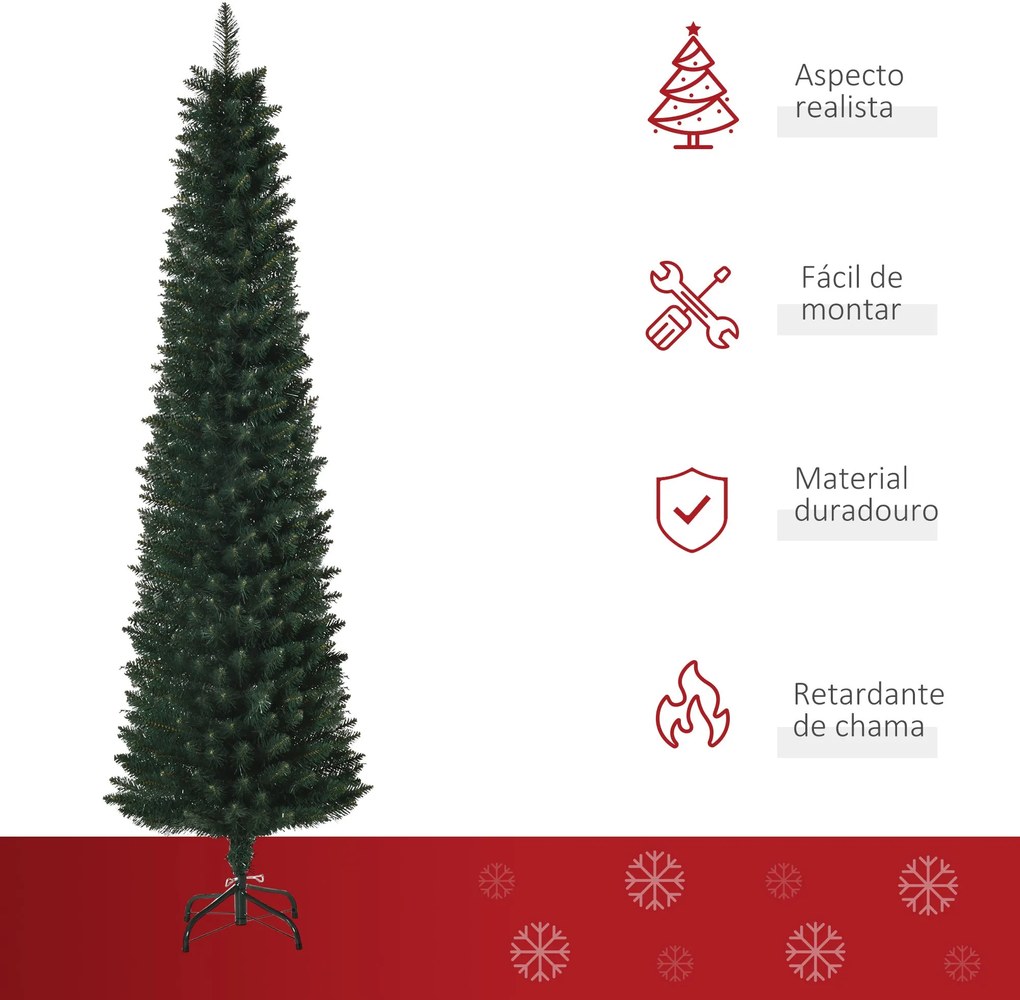 Árvore de Natal Artificial Altura 180cm com 380 Ramos de Folhas de PVC