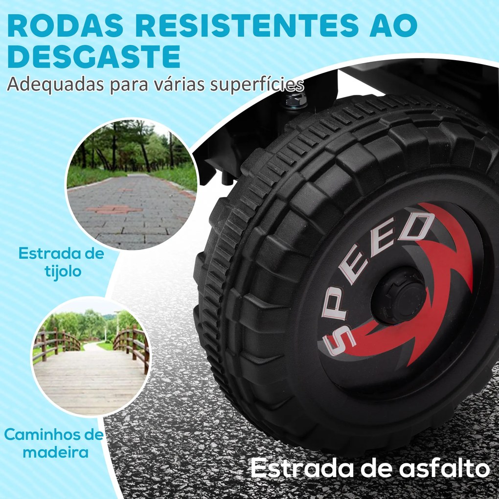 Moto 4 Elétrica para Crianças Veículo Elétrico a Bateria de 6V com Velocidade de 2,5 km/h 70x41,5x48,5 cm Branca