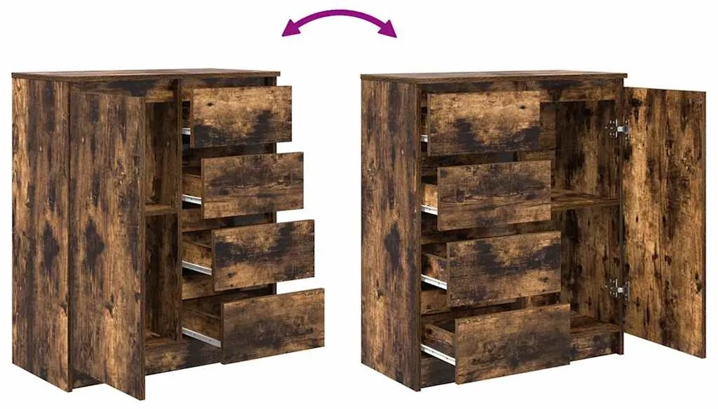Aparador com gavetas derivados de madeira carvalho fumado
