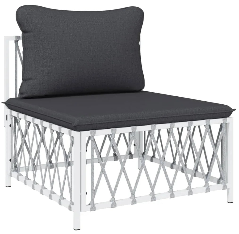 5 pcs conjunto lounge de jardim com almofadões aço branco