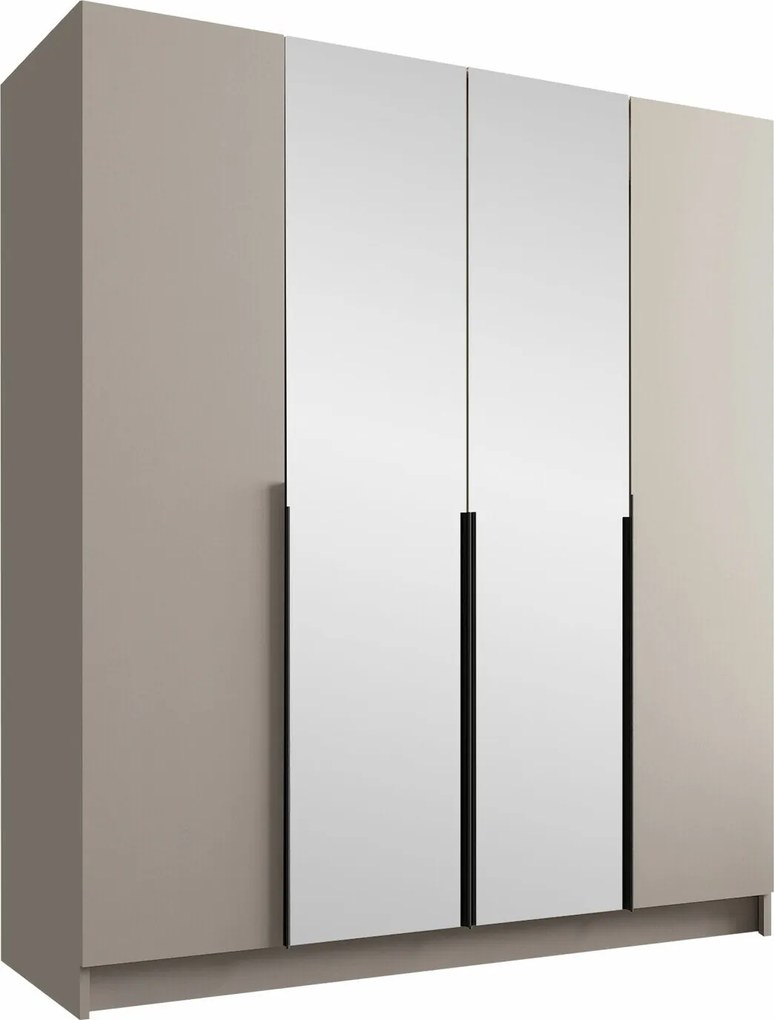 Roupeiro Closico Navor II, Preto, Caxemira, 215x200x58cm, 176 kg, Portas para roupeiro: Com dobradiças